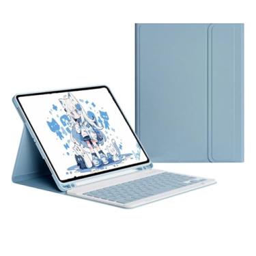 Imagem de Capa Para Tablet Com Teclado Bluetooth Para Samsung Tab S8 Ultra 14, 6 Polegadas (Azul Enevoado, Teclado comum)