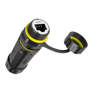 Imagem de Danfetsoy Conector RJ45 impermeável blindado de 10 GB, extensor de cabo LAN de rede externa, extensor de cabo LAN Ethernet externo adaptador fêmea para fêmea para Cat7/Cat6/Cat5E/Cat5