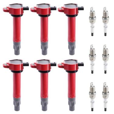 Imagem de CarBole Conjunto de bobinas de ignição e velas de ignição uf502 compatível com volkswagen routan dodge avenger challenger charger Journey (pacote com 6)