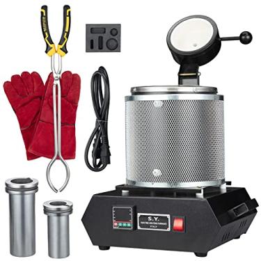 Imagem de GAOMON Forno de derretimento de ouro 3 kg + 1 kg 1400 W 2100F Display LED Forno elétrico digital PID kit de forno de fundição de controle de temperatura para fundição rápida, ouro, prata, cobre,
