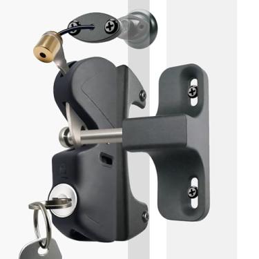 Imagem de Trinco de porta com cabo de puxar trinco aberto trinco de porta com trava de dois lados durável, versátil e seguro para metal, madeira e cerca de vinil, para cerca de privacidade, cerca externa,