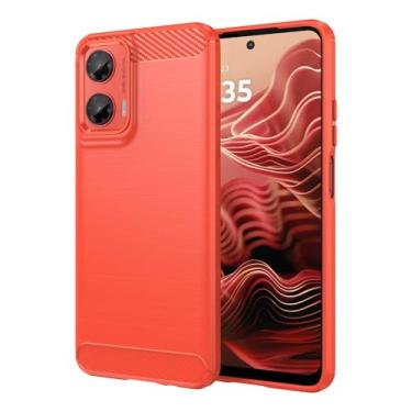 Imagem de Capas Compatível com Moto G35 5G,Resistente a riscos,Anti-impressão digital e proteção contra quedas.Botão de pressão flexível Proteção completa -Red