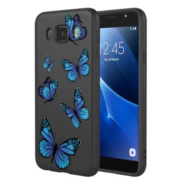 Imagem de HTXWXJC Capa de telefone para Galaxy J7 2016, SM-J710 Samsung J7 2016 capa à prova de choque flexível bumper TPU capa macia padrão borboleta capa de telefone para Samsung Galaxy J7 2016 borboleta