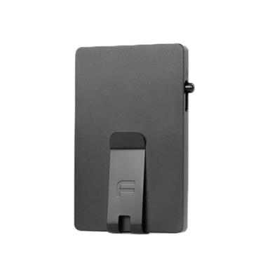 Imagem de Carteira Faraday – Bloqueio RFID | Suporte de cartão de crédito de alumínio | Carteira minimalista fina | Liberação com botão de bloqueio | Compatível com MagSafe | Clipe para dinheiro | Couro