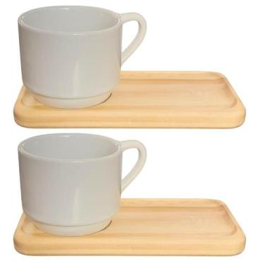 Imagem de Kit Jogo 2 xícaras Cappuccino 200ml c/ pires Ret. Pinus - Genérico