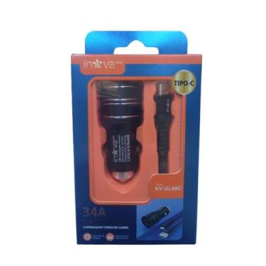 Imagem de Carregador Veicular Turbo 3.4 -2 Saídas Usb Inova Tipo C KV-GL08C