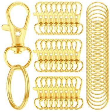 Imagem de Rysent 50Pcs Fecho De Garra De Lagosta De Metal Com Chaveiros, 25Pcs Clipes De Chaveiros Ganchos E 25Pcs Argolas De Chaveiro, Acessórios De Chaveiro, Kit De Fabricação De Anéis De Chaveiro Para Artes