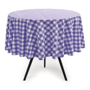 Imagem de Toalha de Mesa Xadrez Lilás Redonda 140cm Ø 4 Lugares - Domingos