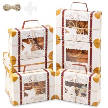 Imagem de YODYZJ Caixas De Biscoitos De 20 Peças Para Presentear, 9 X 6 X 2,5 Polegadas, Caixas De Guloseimas Para Sobremesas, Caixas De Padaria Com Janela, Etiquetas E Barbante, Mini Caixas De Lembrancinhas