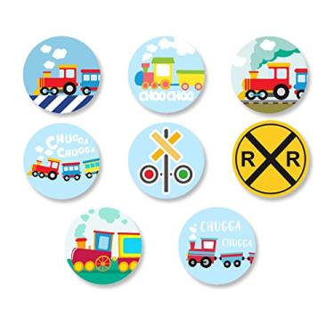 Imagem de Steam Train Labels Stickers Decorations Railroad Railway Crossing Transportation Rhyming Story Theme Decor for Boys Girls 1st Birthday Party Baby Shower Photography Supplies Photo Booth Props 240 PCS