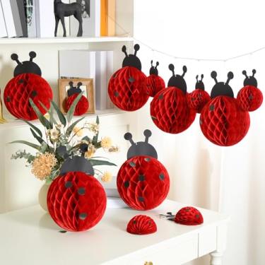 Imagem de MotiMind 12 Pcs Ladybug Party Honeycomb Centerpieces Ladybug Birthday Banner Ladybug Hanging Honeycomb Ladybug Party Decoration Ladybug Hanging Swirls for Ladybug Birthday Baby Shower Party Supplies