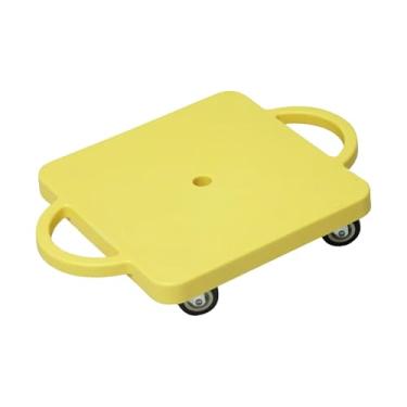 Imagem de menolana Placas de scooter internas com alças Equipamento de quadro de equilíbrio de crianças Educação física de piso de quatro rodas para crianças academia em, Amarelo