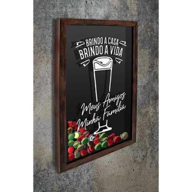 Imagem de Quadro Porta Tampinhas Brindo a Casa 2 - Quadro Novo, 37x52, Marrom