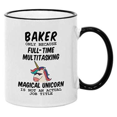 Imagem de Casitika Presentes para assar para mulheres. Caneca de café Baker 325 ml. Presentes para padeiros em aniversários ou ocasiões especiais. Porque o unicórnio não é um título real de trabalho.