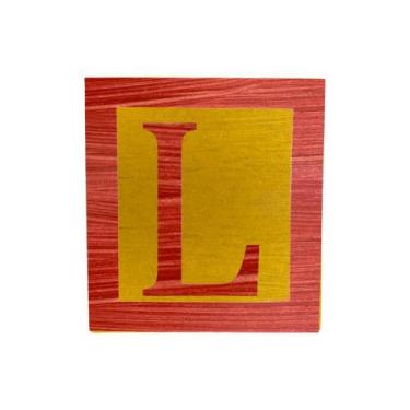 Imagem de Cubo Amarelo Letra Vermelho com Aplique Festa Chá de Bebê Decoração 8x