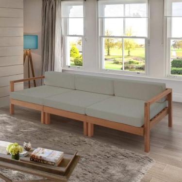 Imagem de Sofá 3 lugares aquila lisato cinza madeira maciça de eucalipto - Aconc