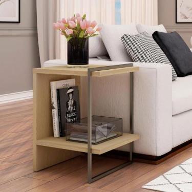 Imagem de Mesa Lateral 45cm para Sala de Estar c/ 1 Prateleira 100%MDF - GenialF