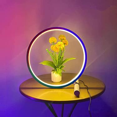 Imagem de Luminária de parede RGB interna regulável 20W LED Luminária de parede com controle remoto Luminária de parede/mesa moderna Luminária de cabeceira RGB para quarto Iluminação ambiente colorida