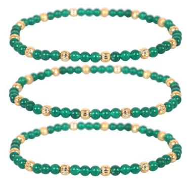 Imagem de Touchstone Joias indianas de Bollywood feitas à mão com contas metálicas com corte de metal almiscarado elegante pulseiras elásticas em tom dourado para mulheres, Contas de plástico, Sem Pedra