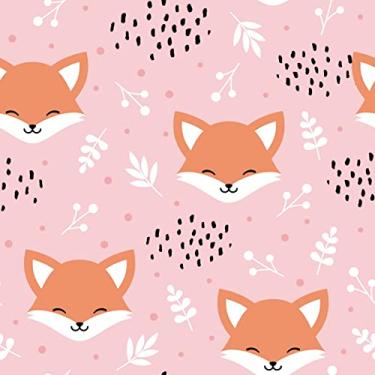 Imagem de Papel De Parede Adesivo Infantil Raposa Rosa Quarto 3m