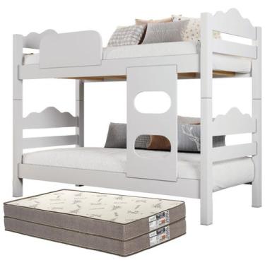 Imagem de Beliche Reforçada Moderna com 2 Colchões D33 Inclusos - TopDeal E-com,