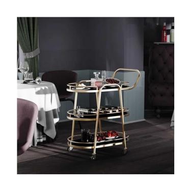Imagem de Carrinho de Armazenamento Carrinho de bar para casa com prateleiras Mini carrinho de vinho para servir bebidas para Natal, cozinha, festa, sala de jantar, sala de estar Carrinho de Armazenamento(Preto