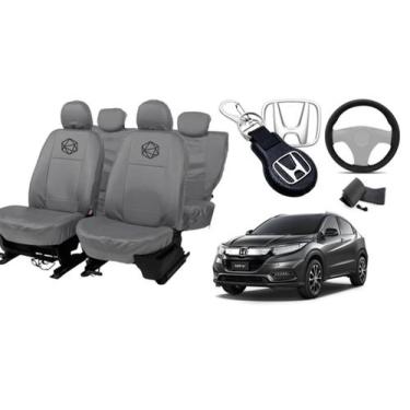 Imagem de Kit capa couro cinza HR-V 17-24 com volante e chave - ferro tech br
