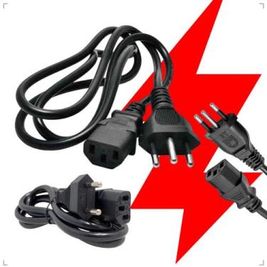 Imagem de Cabo de Força Energia CPU PC Fonte Computador Monitor Impressora 3 Pin