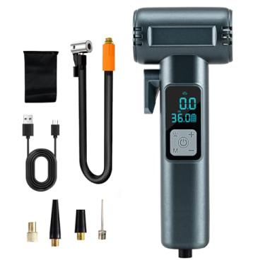 Imagem de Compressor de ar inflável de pneu portátil para carros, motocicletas, bicicletas, bolas - bomba de pneus de carro de 150 PSI com inflação, medição de pressão, iluminação, martelo de segurança para