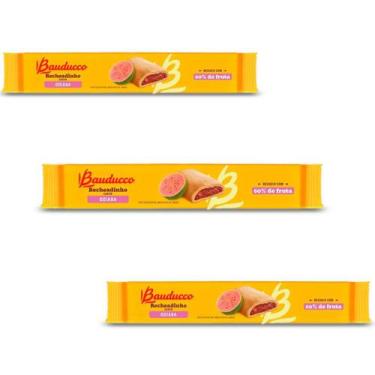 Imagem de Biscoito Recheadinho Bauducco Goiaba Kit 3 Pacotes de 112g