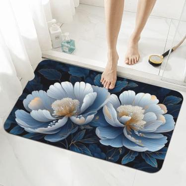 Imagem de PPZCXWP Tapete de banho de terra diatomácea - Tapete de banheiro antiderrapante de secagem rápida com estampas elegantes, tapete absorvente ecológico para chuveiro, à beira da piscina (designs
