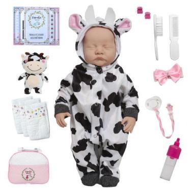 Imagem de Boneca Tipo Reborn Vaquinha Bolsa Maternidade + Itens - Cegonha Reborn
