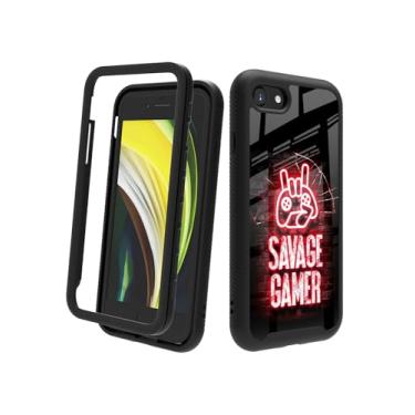 Imagem de POCOOA Compatível com iPhone SE 2022/2020 (3ª/2ª geração), iPhone 8/7 | Capa protetora de camada dupla resistente à prova de choque para meninos, crianças, homens - Savage Gamer 125