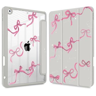 Imagem de May Chen Capa traseira transparente para iPad de 9ª geração com suporte para lápis, iPad 8ª/7ª geração de 10,2 polegadas, [suporte de caneta] Suporte com três dobras para despertar/hibernar, capa