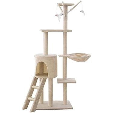 Imagem de BAoce Poste arranhador de árvore de gato torre de gato gato escalada árvore condomínio com sisal arranhar árvore grande torre de atividade multi-nível LPZ24815
