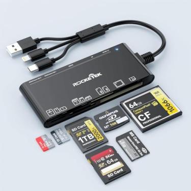 Imagem de Adaptador de leitor de cartão multicartões USB 3.0 7 em 3, leitor de cartão de memória para SD, CF, XD, Micro SD, TF, MS Cards, leitor de cartão SD USB C de alta velocidade de 5 Gbps para iPhone 16/15