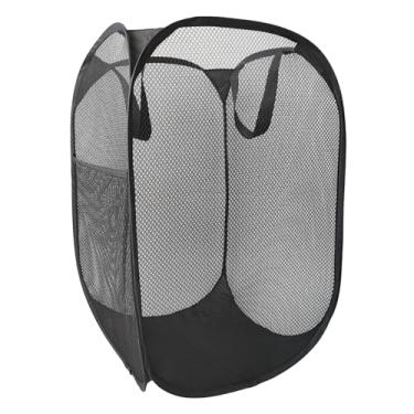 Imagem de O cesto de roupa suja pop-up atualizado apresenta um design de malha de bolso lateral respirável, o que o torna ideal para quartos, apartamentos, dormitórios, viagens, viagens de negócios e