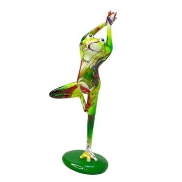 Imagem de Bothyi Estátua do sapo estatueta de animais de decoração exclusiva Presentes de inauguração de casa para desktop Bedroom Home Bookshelf, Amarelo Verde