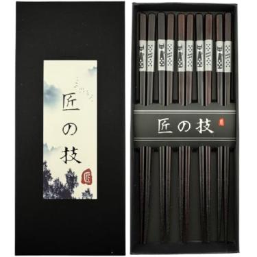Imagem de Conjunto de 5 Pares de Batons de Madeira de Bambu Natural Reutilizável Japonês da marca JapanBargain, Silver-Cat