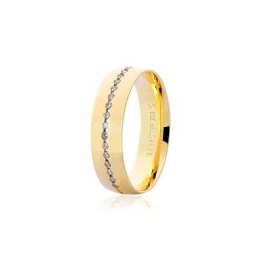 Imagem de Aliança De Ouro 18K com 10 pontos de Diamante Anatômica 5 mm de largur