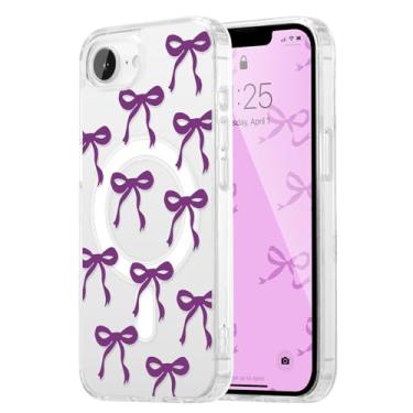 Imagem de UEEBAI Capa magnética para iPhone 16e, capa de arco compatível com MagSafe, fita fina sem fio, estética, capa protetora antiamarelamento à prova de choque para mulheres e meninas - roxa