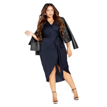 Imagem de City Chic Manga de cotovelo feminina, Azul marino, 25 Plus Size