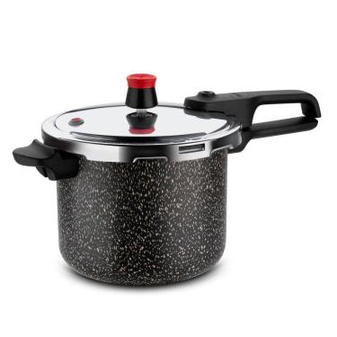 Imagem de Panela de Pressão Rochedo 4,5 Litros Segura Stone Pro com Revestimento Antiaderente Minerium Preto/Cinza 