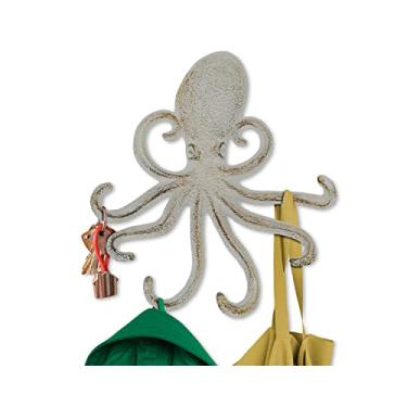 Imagem de Gancho de parede de polvo de ferro fundido - tentáculos decorativos de polvo para natação, gancho de chave para entrada, porta ou banheiro - decoração de parede novidade - prata com cor preta com