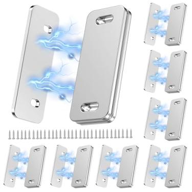 Imagem de Dolenor Ímãs ultrafinos para porta de armário, trava magnética, fechamentos magnéticos para armário de cozinha e guarda-roupa de armário (branco magnético 8P)