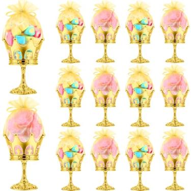 Imagem de 15 peças de coroa preenchível com bolsa coroa dourada doces chocolate caixas de armazenamento de sobremesa lembrancinhas de festa mesa coroa decoração de mesa central para chá de bebê princesa recipientes de aniversário suprimentos de festa