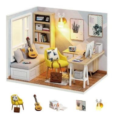 Imagem de Kit criativo de casa em miniatura da Flever Dollhouse com móveis para presente de arte romântica (estudo ensolarado)