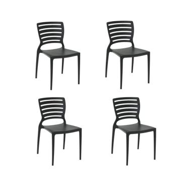 Imagem de Kit 4 Cadeiras Sofia Preta Tramontina Encosto Vazado Horizontal 92237/009
