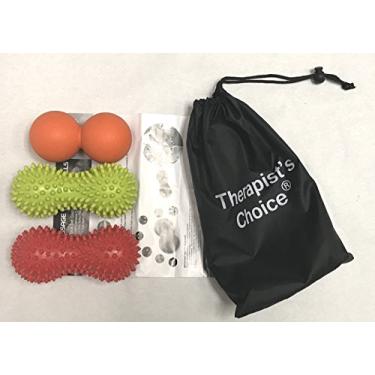 Imagem de Kit massageador Therapist's Choice® pacote com 3 bolas de amendoim - 2 bolas de amendoim para massagem com espinhas (1 x rígida e 1 x macia), 1 x massageador duplo de amendoim bolas de lacrosse, reflexologia de estresse, conjunto de bolas sensoriais de porco-espinho