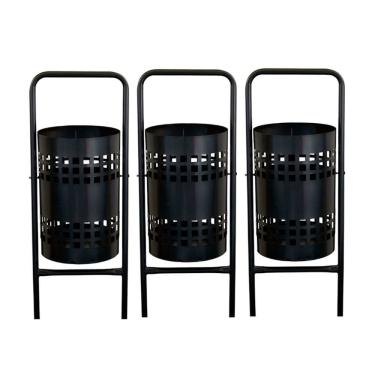 Imagem de Kit 3 Lixeiras Pátios Parques Calçada Rua Redonda Tela 113cm